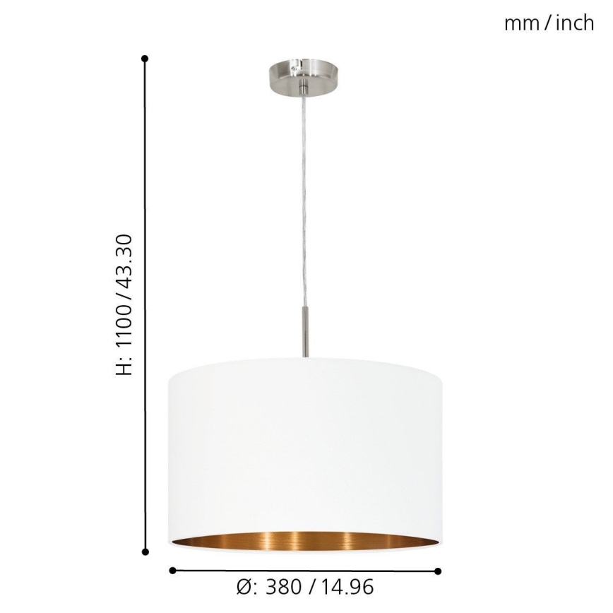 Eglo 95044 - Lámpara colgante PASTERI 1xE27/60W/230V