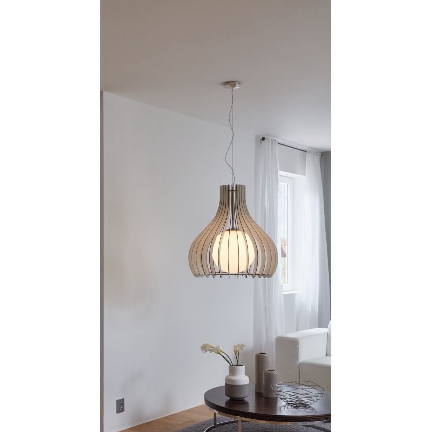 Eglo 96211 - Lámpara colgante con cable TINDORI 1xE27/60W/230V Ø 50 cm blanca