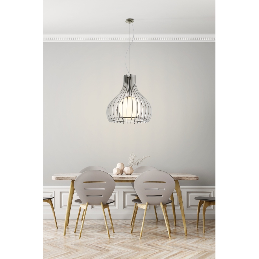 Eglo 96211 - Lámpara colgante con cable TINDORI 1xE27/60W/230V Ø 50 cm blanca