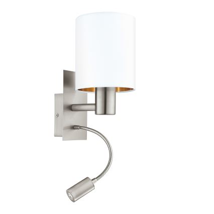 Eglo - Luminaria LED flexible 1xE27/40W/230V + LED/3,8W blanca
