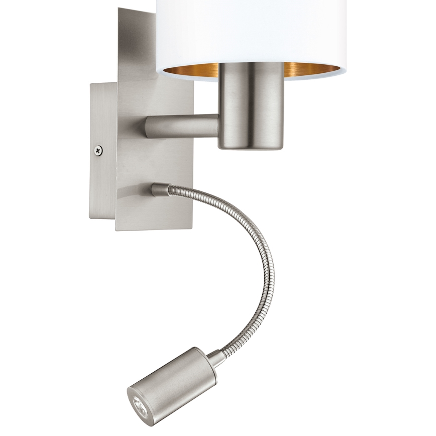 Eglo - Luminaria LED flexible 1xE27/40W/230V + LED/3,8W blanca