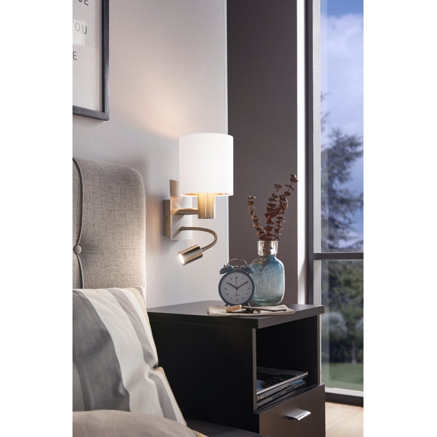 Eglo - Luminaria LED flexible 1xE27/40W/230V + LED/3,8W blanca