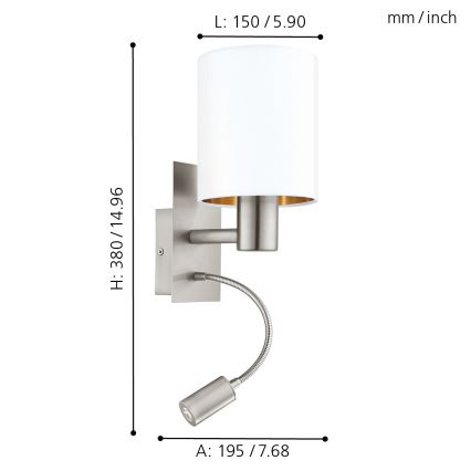 Eglo - Luminaria LED flexible 1xE27/40W/230V + LED/3,8W blanca