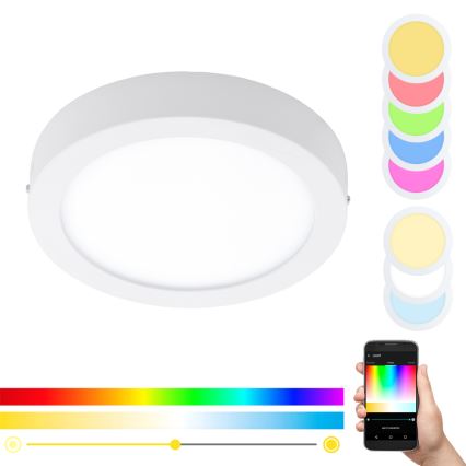 Eglo - Lámpara de techo LED RGBW regulable FUEVA-C LED/15,6W/230V Bluetooth diámetro 22,5 cm