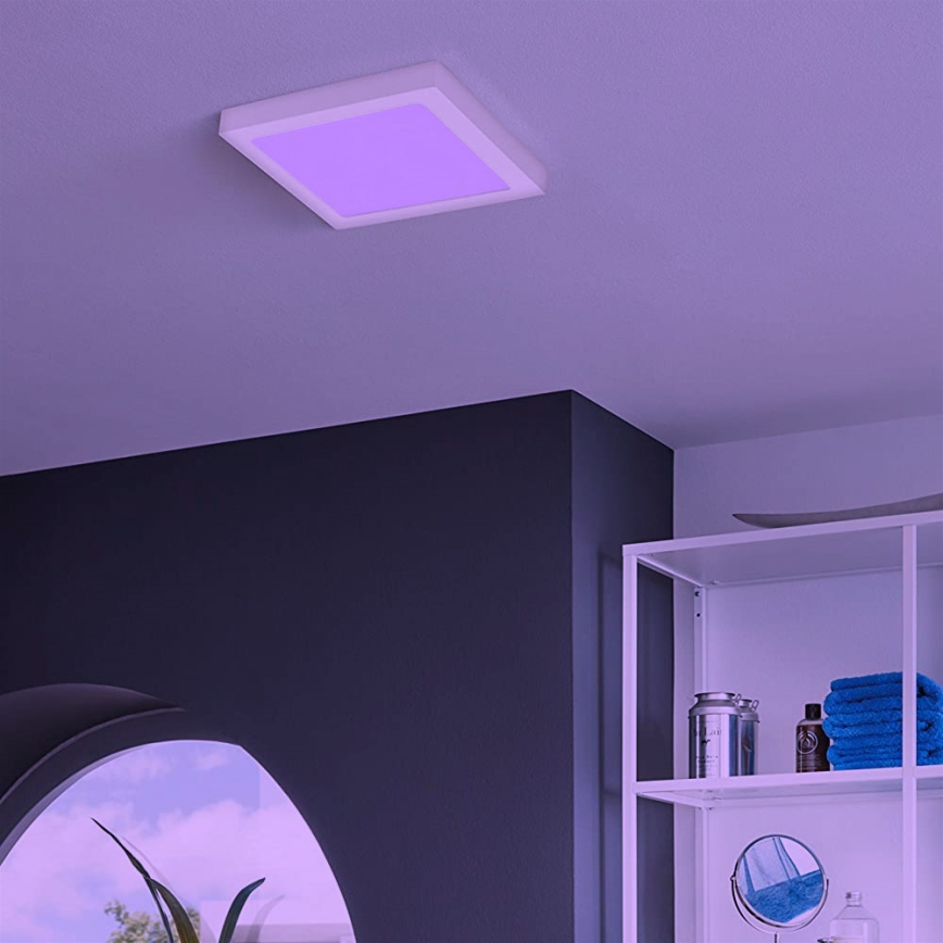 Eglo - Plafón de techo LED RGBW regulable FUEVA-C LED/15,6W/230V Bluetooth 22,5x22,5 cm