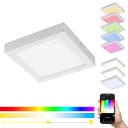 Eglo - Plafón de techo LED RGBW regulable FUEVA-C LED/15,6W/230V Bluetooth 22,5x22,5 cm