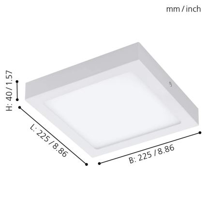 Eglo - Plafón de techo LED RGBW regulable FUEVA-C LED/15,6W/230V Bluetooth 22,5x22,5 cm