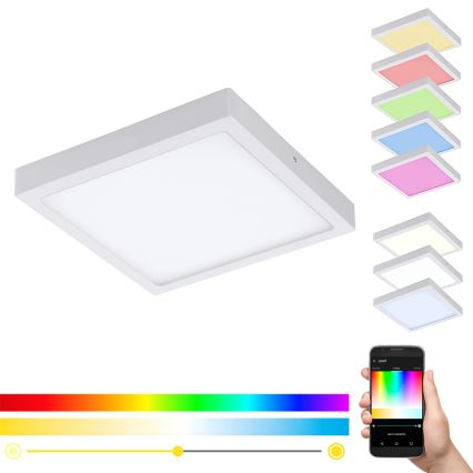 Eglo - Plafón de techo LED RGBW regulable FUEVA-C LED/21W/230V 30x30 cm