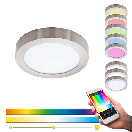 Eglo - Lámpara de techo LED RGBW regulable FUEVA-C LED/15,6W/230V Bluetooth, diámetro 22,5 cm