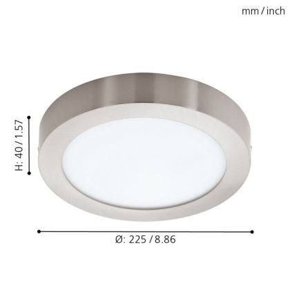 Eglo - Lámpara de techo LED RGBW regulable FUEVA-C LED/15,6W/230V Bluetooth, diámetro 22,5 cm