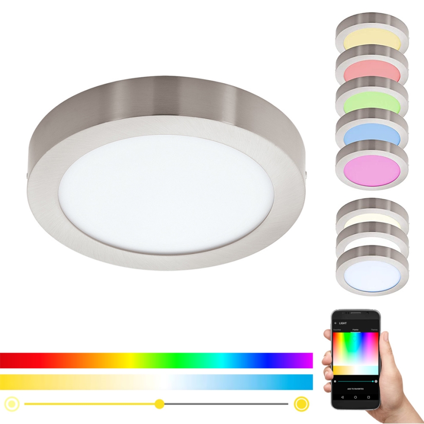 Eglo - Lámpara de techo LED RGBW regulable FUEVA-C LED/21W/230V Bluetooth diámetro 30 cm