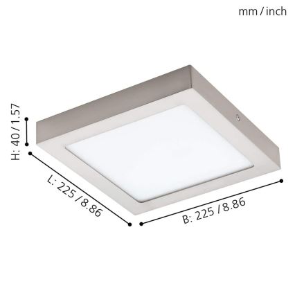 Eglo - Luminaria de techo LED RGBW regulable FUEVA-C LED/15,6W/230V Bluetooth 22,5x22,5 cm