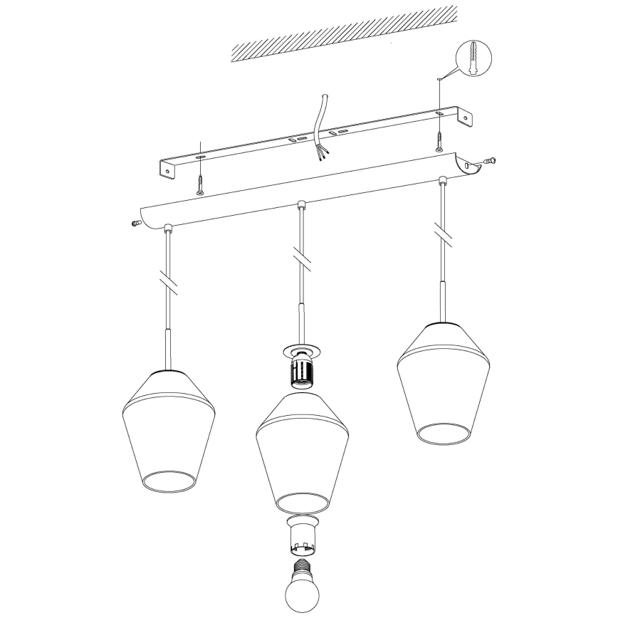 Eglo 96774 - Lámpara colgante con cable MURMILLO 3xE27/28W/230V
