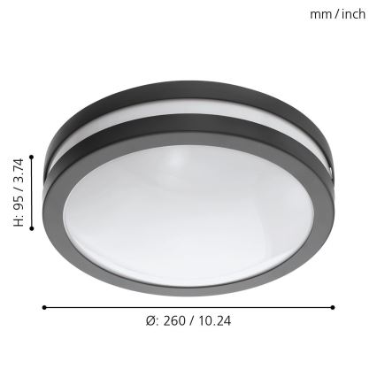 Eglo 97237 - Luminaria de techo LED regulable para baño LOCANA-C LED/14W/230V IP44 antracita