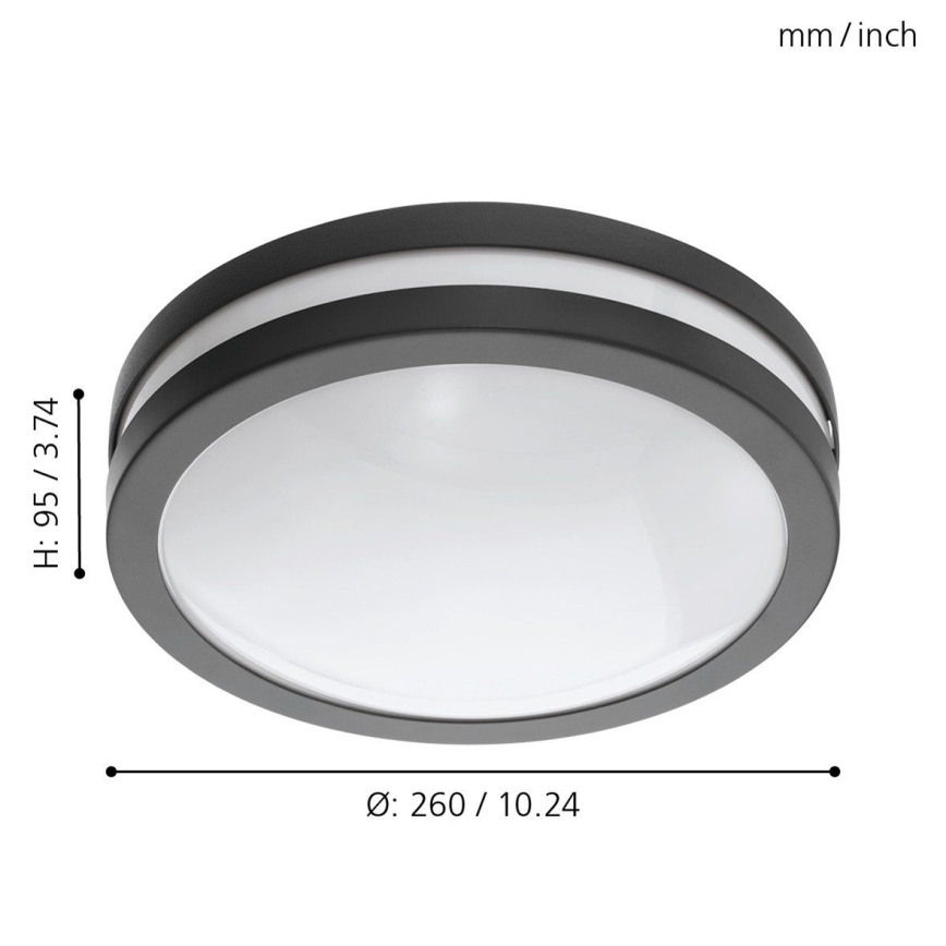 Eglo 97237 - Luminaria de techo LED regulable para baño LOCANA-C LED/14W/230V IP44 antracita