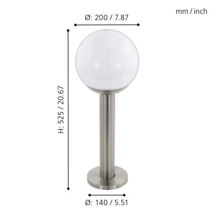 Eglo 97248 - Lámpara LED exterior regulable NISIA-C 1xE27/9W/230V 525 mm IP44