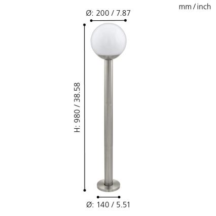 Eglo 97249 - Lámpara exterior LED regulable NISIA-C 1xE27/9W/230V 980 mm IP44