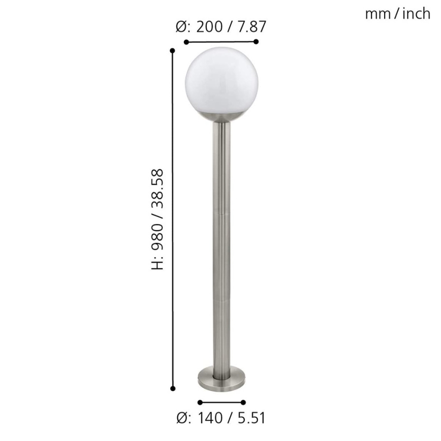 Eglo 97249 - Lámpara exterior LED regulable NISIA-C 1xE27/9W/230V 980 mm IP44