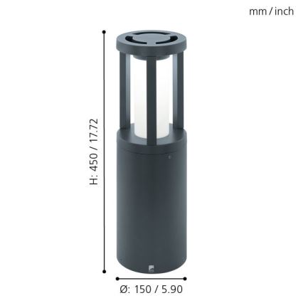 Eglo 97252 - Lámpara exterior LED GISOLA LED/12W/230V IP44 450 mm
