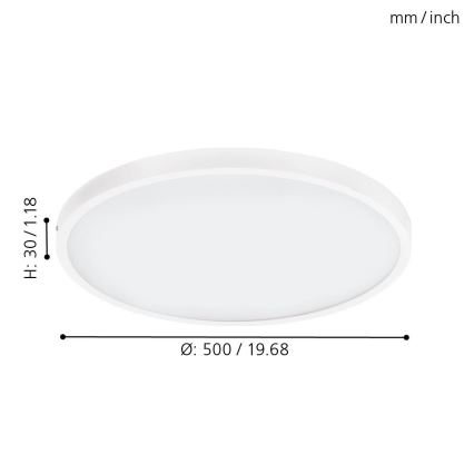 Eglo - Plafón LED regulable, 25W, 230V, 3000K, diámetro 50 cm