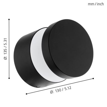 Eglo - Aplique de pared exterior LED/11W/230V negro IP44