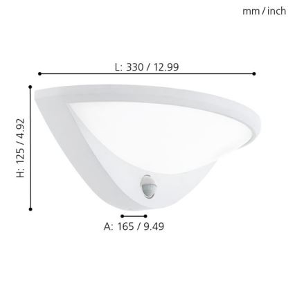 Eglo 97311 - Luminaria exterior LED con sensor BELCREDA LED/9,3W/230V IP44