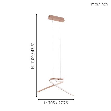 Eglo 97362 - Lámpara LED colgante PALOZZA 2xLED/11W/230V