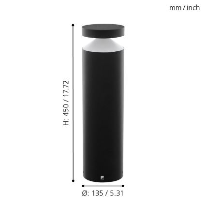 Eglo - Lámpara exterior LED/11W/230V negra 450 mm IP65