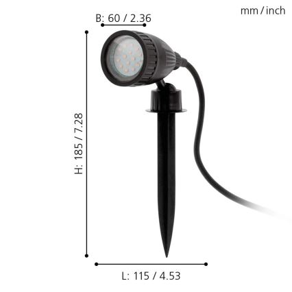 Eglo 98052 - Lámpara exterior LED RGB NEMA-C 1xGU10/5W/230V IP44