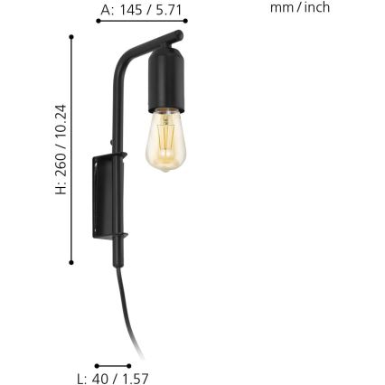 Eglo 98064 - Aplique ADRI 1xE27/60W/230V