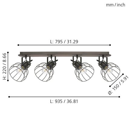 Eglo 98137 - Foco múltiple de techo SAMBATELLO 4xE27/40W/230V