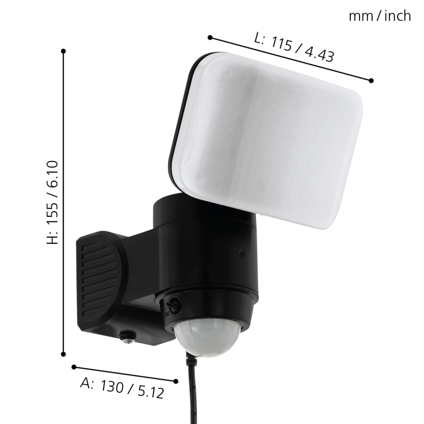 Eglo - Aplique solar de pared LED con sensor LED/3,7V 1800 mAh IP44