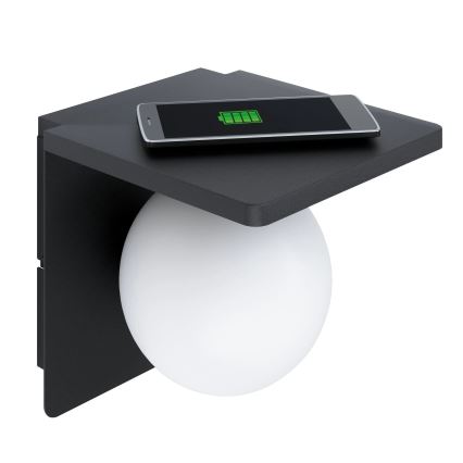 Eglo 98265 - Aplique de pared con carga inalámbrica CIGLIE 1xE14/40W/230V
