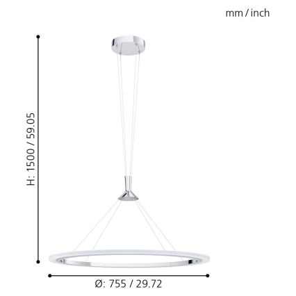 Eglo 98427 - Lámpara colgante LED RGB regulable con cable HORNITOS-C LED/37W/230V + mando a distancia