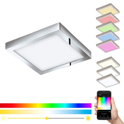 Eglo - Lámpara de techo LED RGBW regulable FUEVA-C LED/21W/230V Bluetooth IP44 30x30 cm
