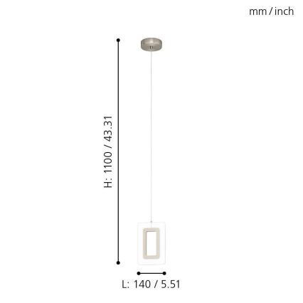 Eglo 98678 - Lámpara colgante con cable ENALURI LED/5,4W/230V