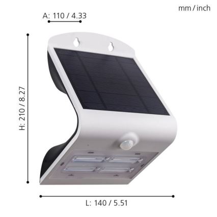 Eglo - LED Luminaria solar con sensor LED/3,2W/3,7V 2000 mAh IP54