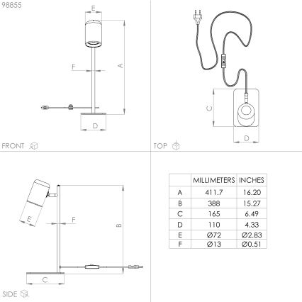 Eglo - Lámpara de mesa LED 1xGU10/4,5W/230V negro