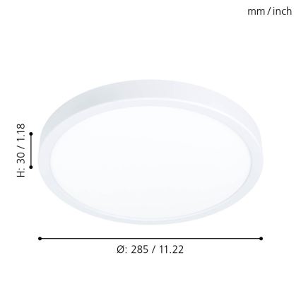 Eglo - Lámpara de techo LED 20W/230V, Ø 28,5 cm