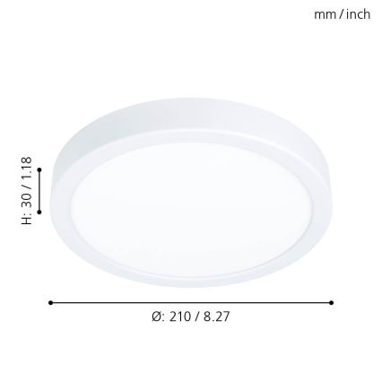 Eglo - Lámpara de techo LED regulable, LED 16,5 W, 230 V, Ø 21 cm