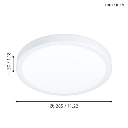 Eglo - Lámpara de techo LED para baño LED/20W/230V IP44 diámetro 28,5 cm