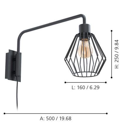 Eglo 99349 - Aplique de pared TABILLANO 1xE27/40W/230V