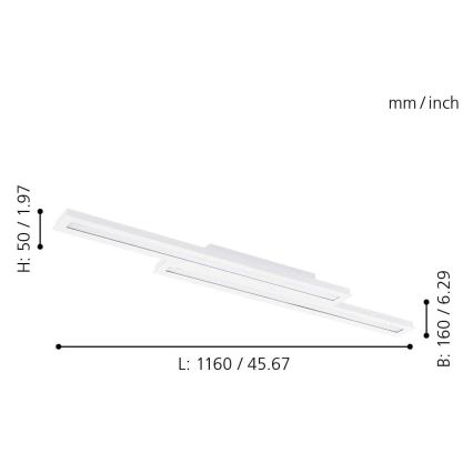 Eglo - Lámpara de techo LED RGB regulable SALITERAS-C 2xLED/10W/230V