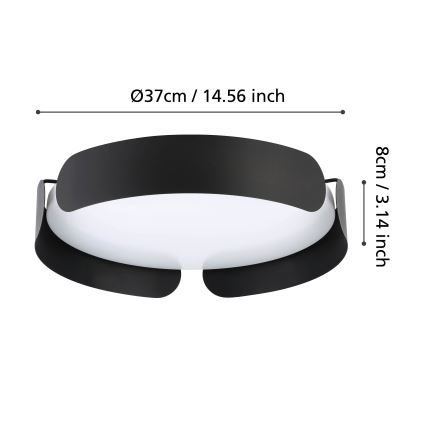 Eglo - Lámpara de techo LED/20W/230V Ø 37 cm negro