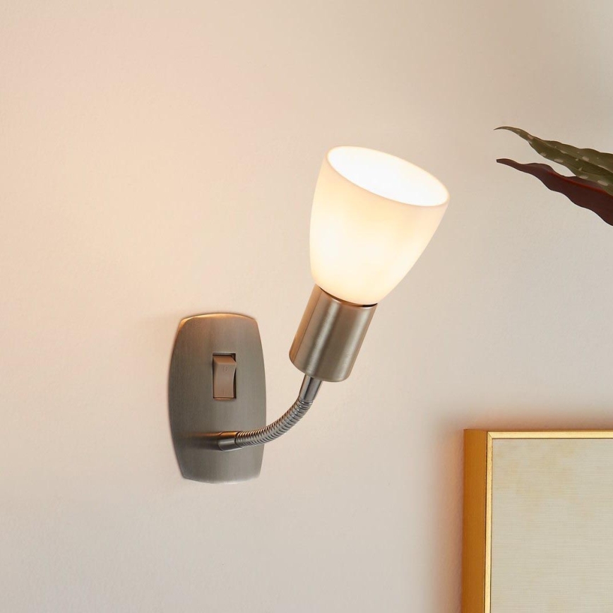 Eglo - Aplique de pared enchufable 1xE14/5W/230V cromo mate