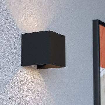 Eglo - Aplique de pared exterior recargable LED regulable con sensor de movimiento y sensor crepuscular LED/2,2W/5V IP44 negro