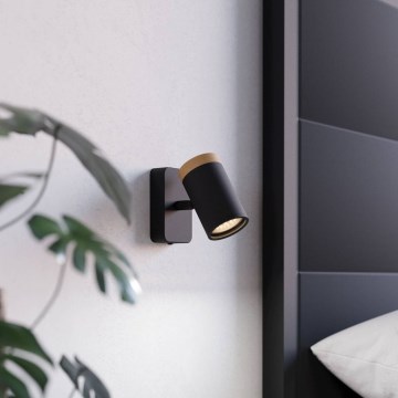 Eglo - Aplique de pared para baño tipo foco 1xGU10/3W/230V IP44 negro/beige