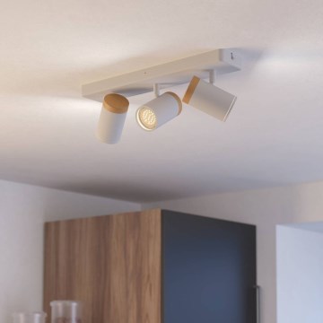 Eglo - Foco de baño 3xGU10/3W/230V IP44 blanco/beige