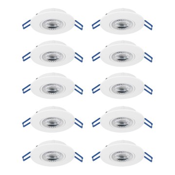 Eglo - Juego de 10 focos empotrables LED/4,9W/230V 2700/4000/6500K Ø 9 cm blanco