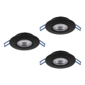 Eglo - Juego de 3 focos empotrados LED 4,9W/230V 2700/4000/6500K Ø 9 cm negro